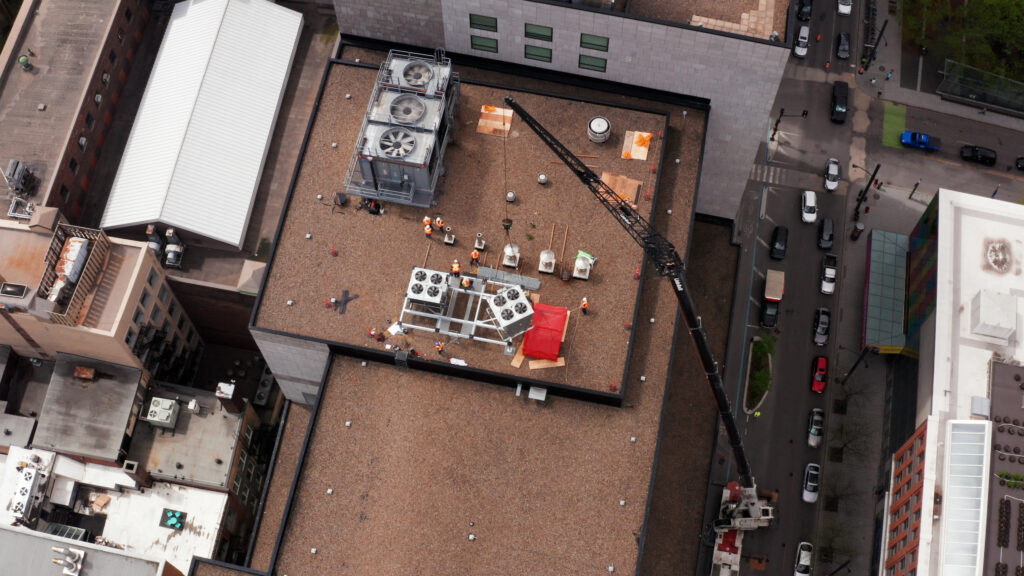 Cinesite — dry cooler rooftop install, Old Montreal