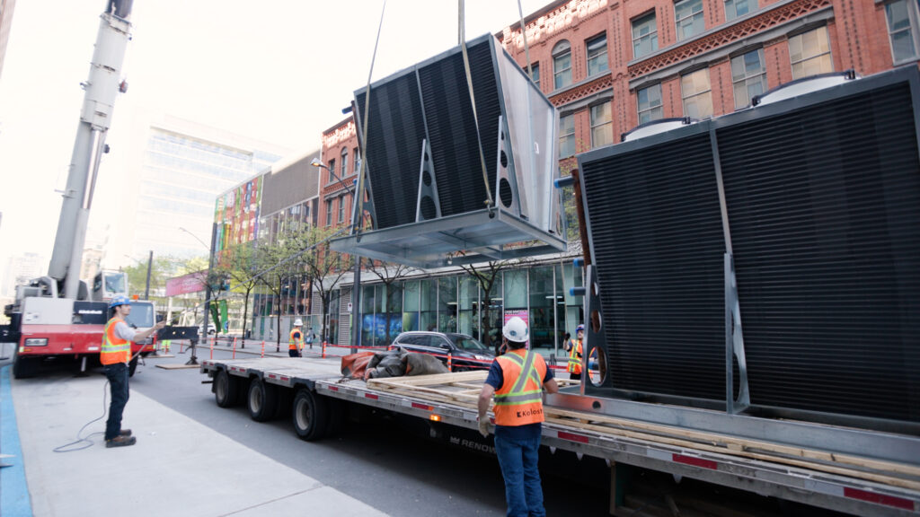 Cinesite — coordinated crane lift in Old Montreal