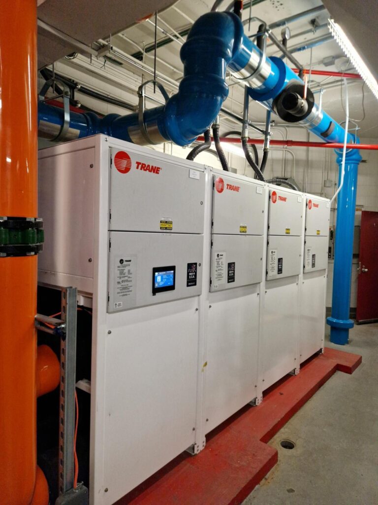 Downtown Montreal commercial tower — mechanical room context