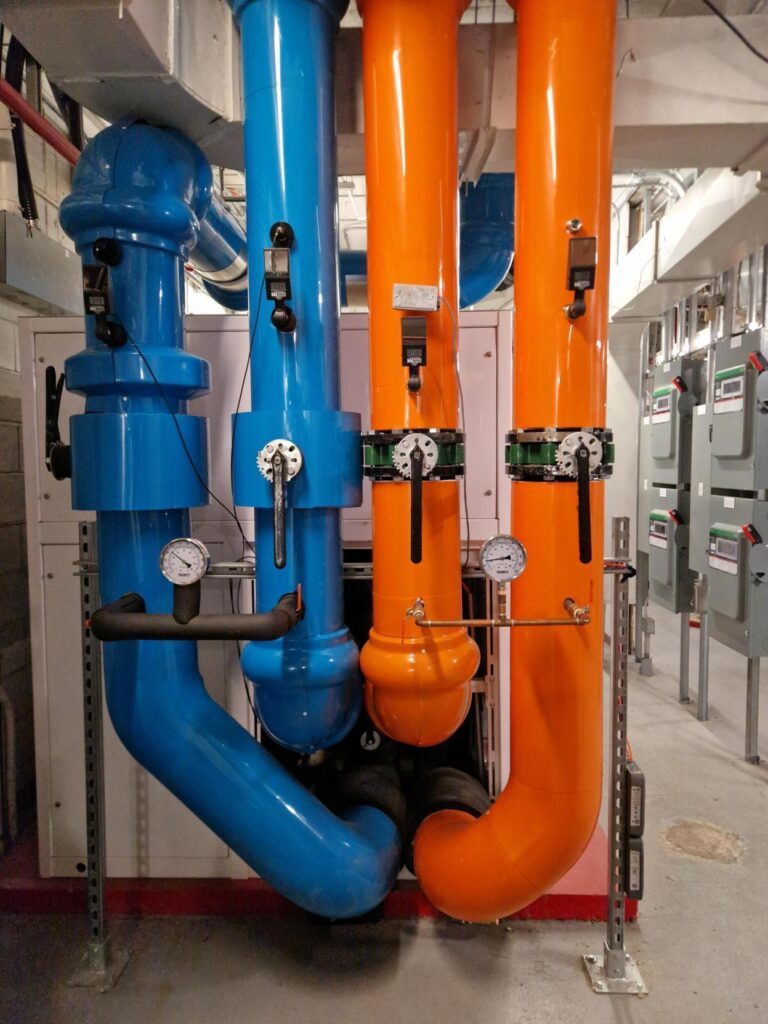 Heat-pump installation in mechanical room
